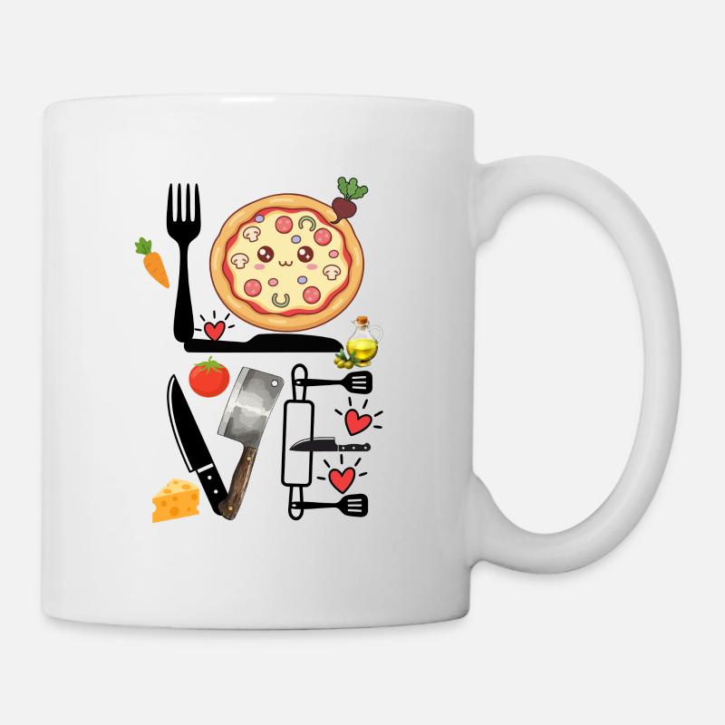 Kawaii Pizza Kitchen Pleasure, Love - Mug - white