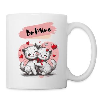 Be Mine Cat Cuddle with Hearts - Mug - white - Right