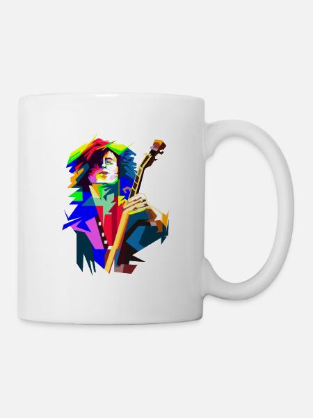 Rock And Roll Guitarist In Stage Action Pop Art - Mug - white