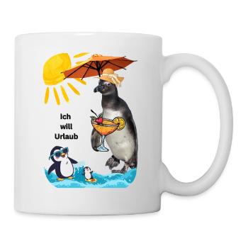 Holiday with a penguin on the beach and cocktail - Mug - white - Right