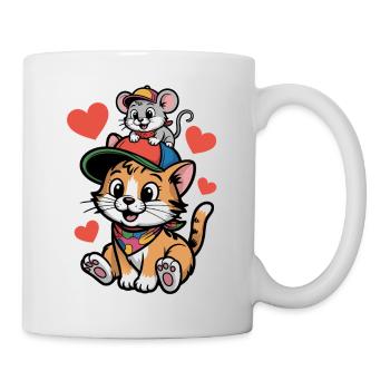 Amitié du chat avec la souris - Mug blanc - blanc - Droite
