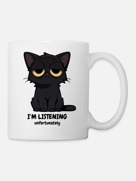 Mürrische Schwarze Katze | Null Bock Katzen Motiv - Tasse - Weiß