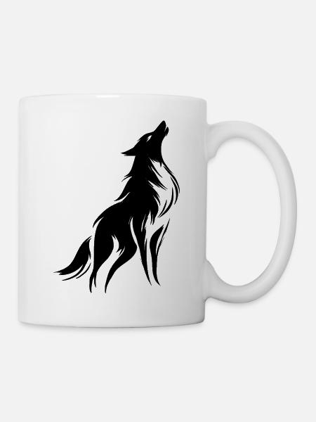Starker und freier Wolf, Symbol des Charakters - Tasse - Weiß