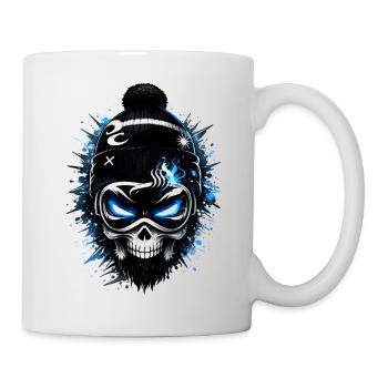 Skull Snowboarder mit Beanie und Brille - Tasse - Weiß - Rechts