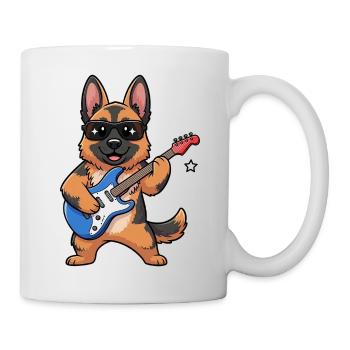 Gitarrierender Hund mit Sonnenbrille - Tasse - Weiß - Rechts