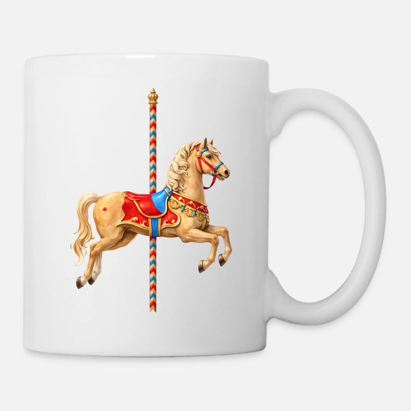 Classic Carousel Horse Illustration - Mug - white