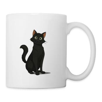 Mischievous Black Cat Illustration - Mug - white - Right