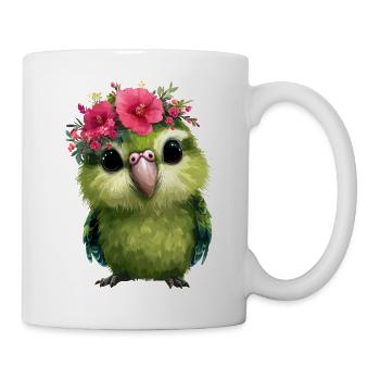 Perroquet de printemps avec couronnes de fleurs - Mug blanc - blanc - Droite