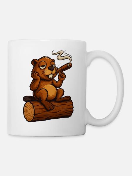 Chillender Biber mit Zigarre - Tasse - Weiß