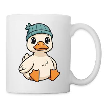 Canard câlin avec chapeau tricoté - Mug blanc - blanc - Droite