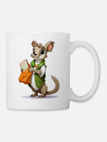 Känguru mit Einkaufstasche - Tasse - Weiß