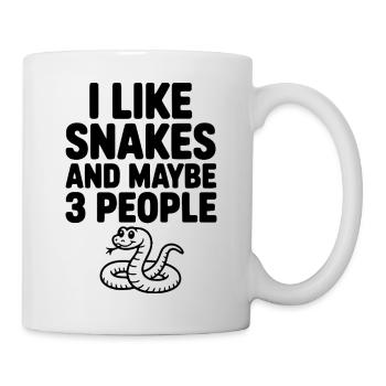 Ich mag Schlangen und vielleicht drei Leute - Tasse - Weiß - Rechts