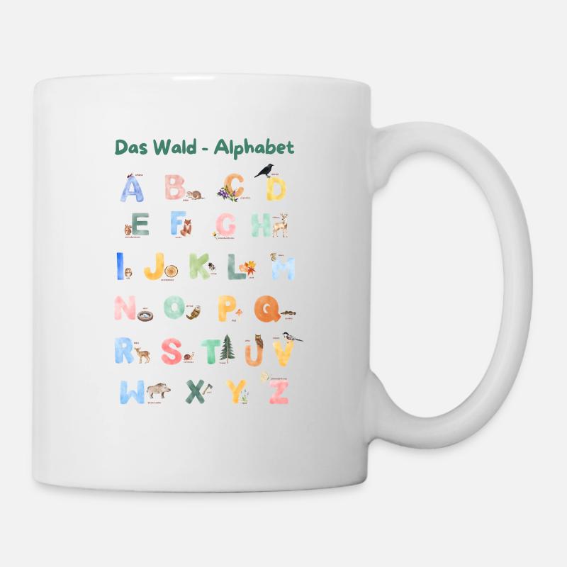 Forest alphabet German with animals and letters - Mug - white