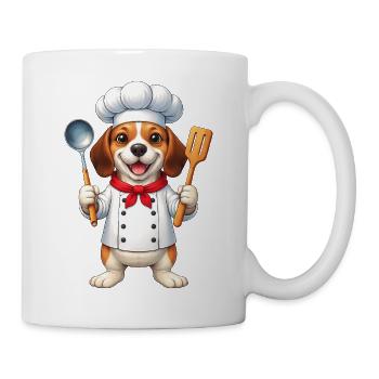 Süßer Beagle Koch Cartoon Essen Kochen Hund - Tasse - Weiß - Rechts