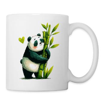Panda Kuschel mit Bambus - Tasse - Weiß - Rechts