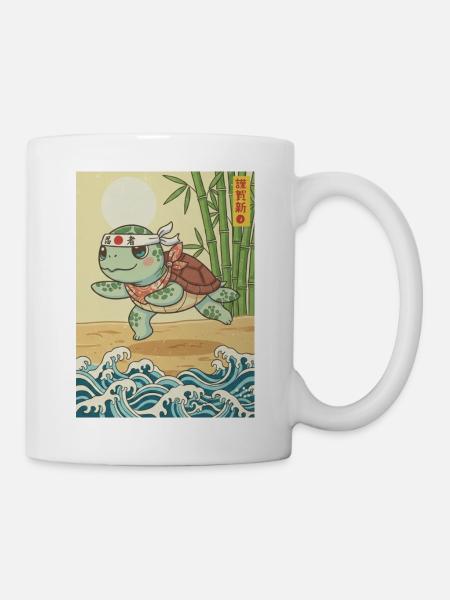 Tortue d’arts martiaux Kawaii - Mug blanc - blanc