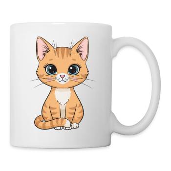 Kitten Cartoon: Orange Striped Fur - Mug - white - Right