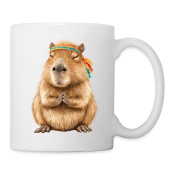 Capybara en pose de méditation avec bandeau - Mug blanc - blanc - Droite