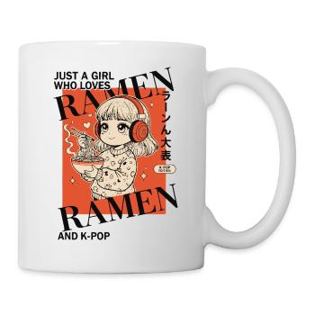 Nur ein Mädchen, das Ramen und K-Pop-Anime auf Koreanisch liebt - Tasse - Weiß - Rechts