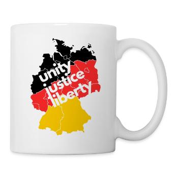 Deutschlandkarte - Einigkeit, Recht & Freiheit - Tasse - Weiß - Rechts