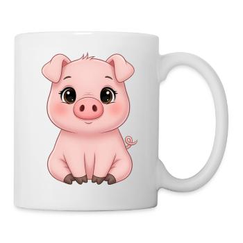 Dessin animé câlin en cochon – Look animal mignon - Mug blanc - blanc - Droite