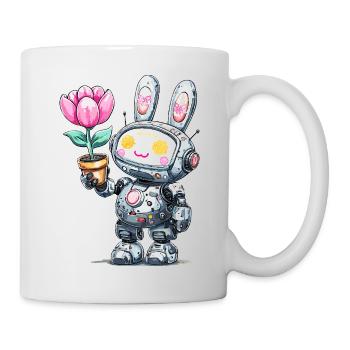Robo-Bunny mit Blume - Tasse - Weiß - Rechts