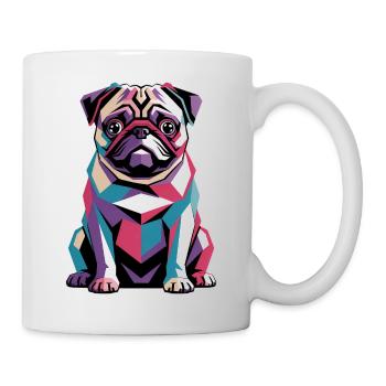 Carlin géométrique coloré - Chien pop art vibrant - Mug blanc - blanc - Droite