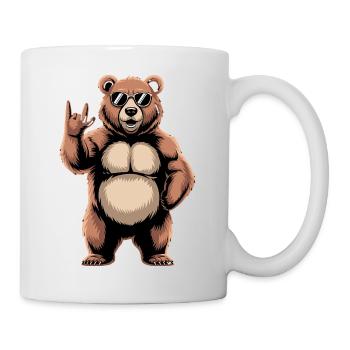 Cool Skirt Bear With Sunglasses Hand Sign Skirt - Mug - white - Right