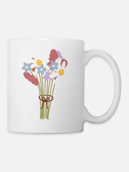 Pastell-Gänseblümchen-Bouquet-Illustration - Tasse - Weiß