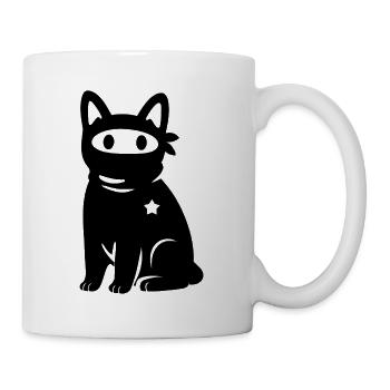 Masked Cat with Star – Antifascism Antifa - Mug - white - Right