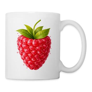 Fresh raspberry with leaves - Mug - white - Right