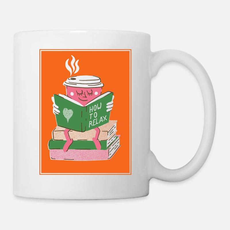 Heure de lecture au café - Lecture détendue - Mug blanc - blanc