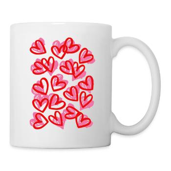 Heart Doodle in Red Line Art - Mug - white - Right