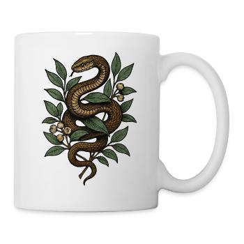 Schlange im Blattgeflecht - Tasse - Weiß - Rechts
