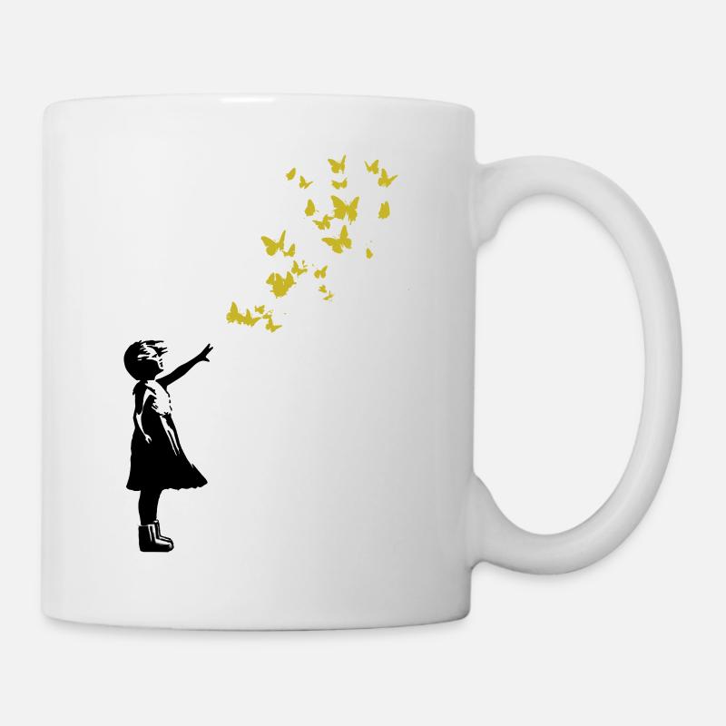 Papillons dans le style Banksy - Mug blanc - blanc