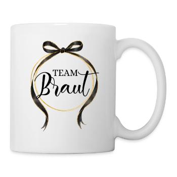 _Kreis_Schleife_schwarz_gold_team_braut_2 - Tasse - Weiß - Rechts