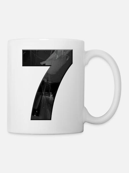 Schwarzgrau Sieben mit Splittern - Tasse - Weiß