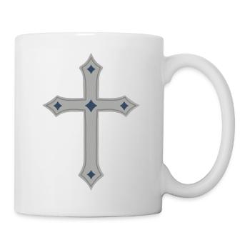 Graues Kreuz mit Indigo-Diamanten - Tasse - Weiß - Rechts