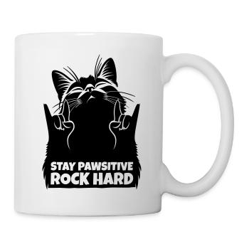 Stay Pawsitive Rock Hard – Metal Katze - Tasse - Weiß - Rechts