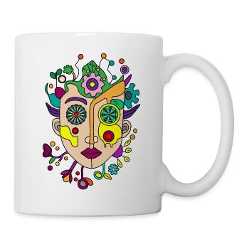 Kaleidoscopic split face - Mug - white - Right