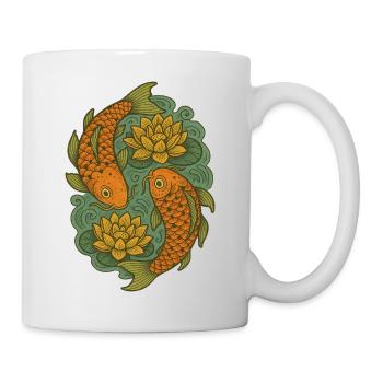 Art du cercle de carpes koï et de lotus - Mug blanc - blanc - Droite