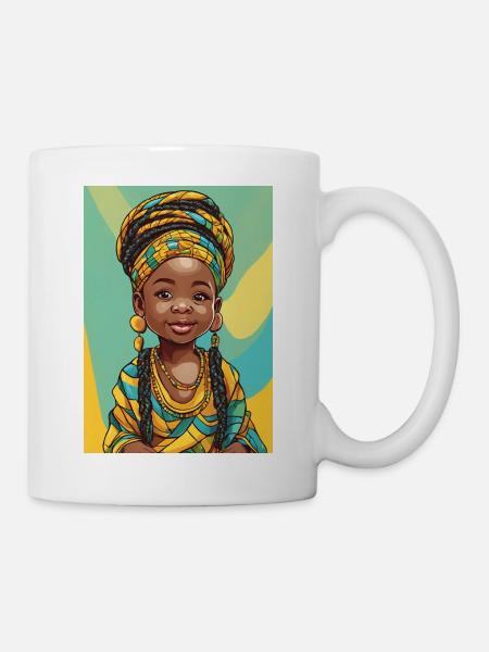 Buntes Afro-Porträtkind - Tasse - Weiß