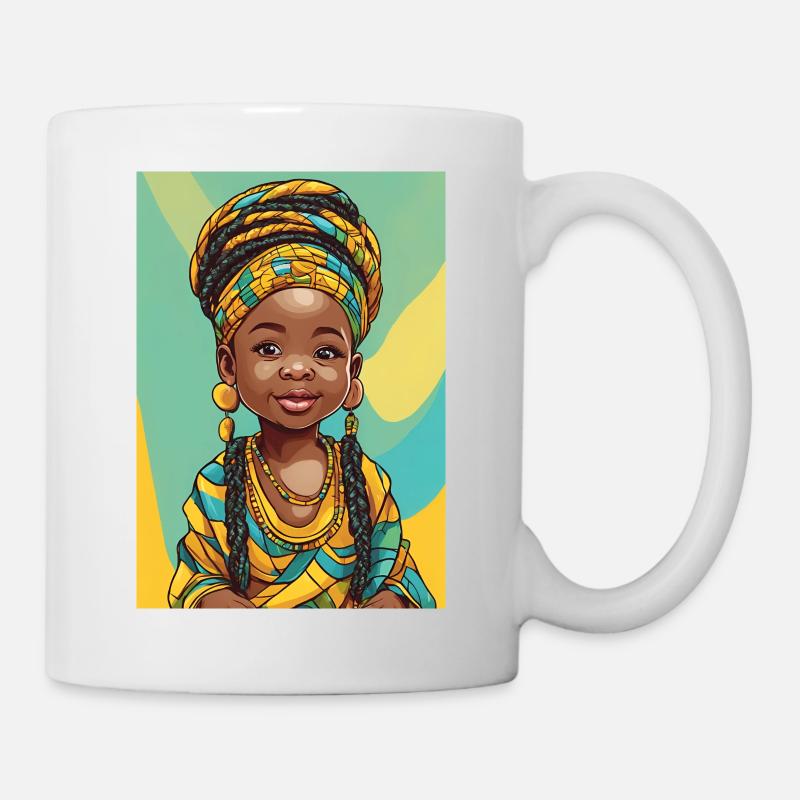Buntes Afro-Porträtkind - Tasse - Weiß