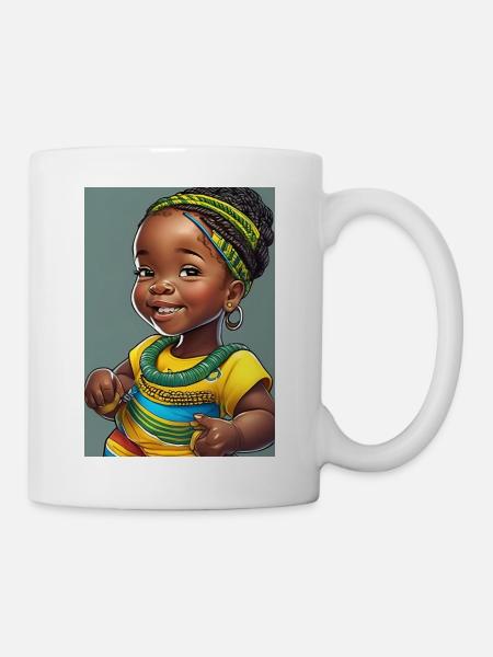 Buntes und fröhliches afrikanisches Mädchen - Tasse - Weiß