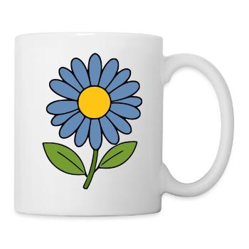 blaue Blume Blumen Geschenk Geburtstag - Tasse - Weiß - Rechts