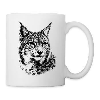 Lynx – minimalist graphics of a wild cat - Mug - white - Right