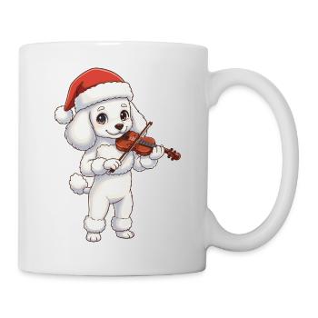 Christmas Poodle Dog Playing Violin Art - Mug - white - Right