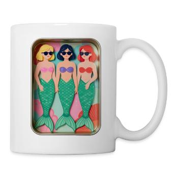 Trois sirènes dans une boîte - Mug blanc - blanc - Droite