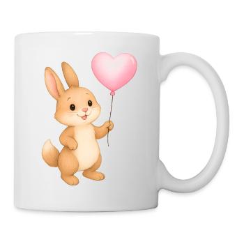 Lapin câlin avec ballon en forme de cœur - Mug blanc - blanc - Droite