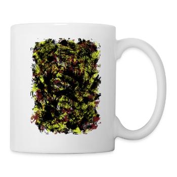 Neon Gelb Schwarz Blattmuster - Tasse - Weiß - Rechts